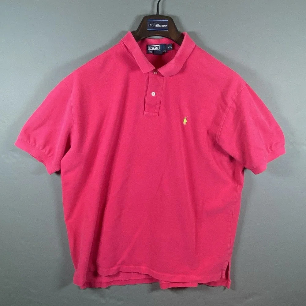 Vintage Polo Ralph Lauren Men's XXL Hot Pink‎ Casual Short Sleeve Polo Shirt